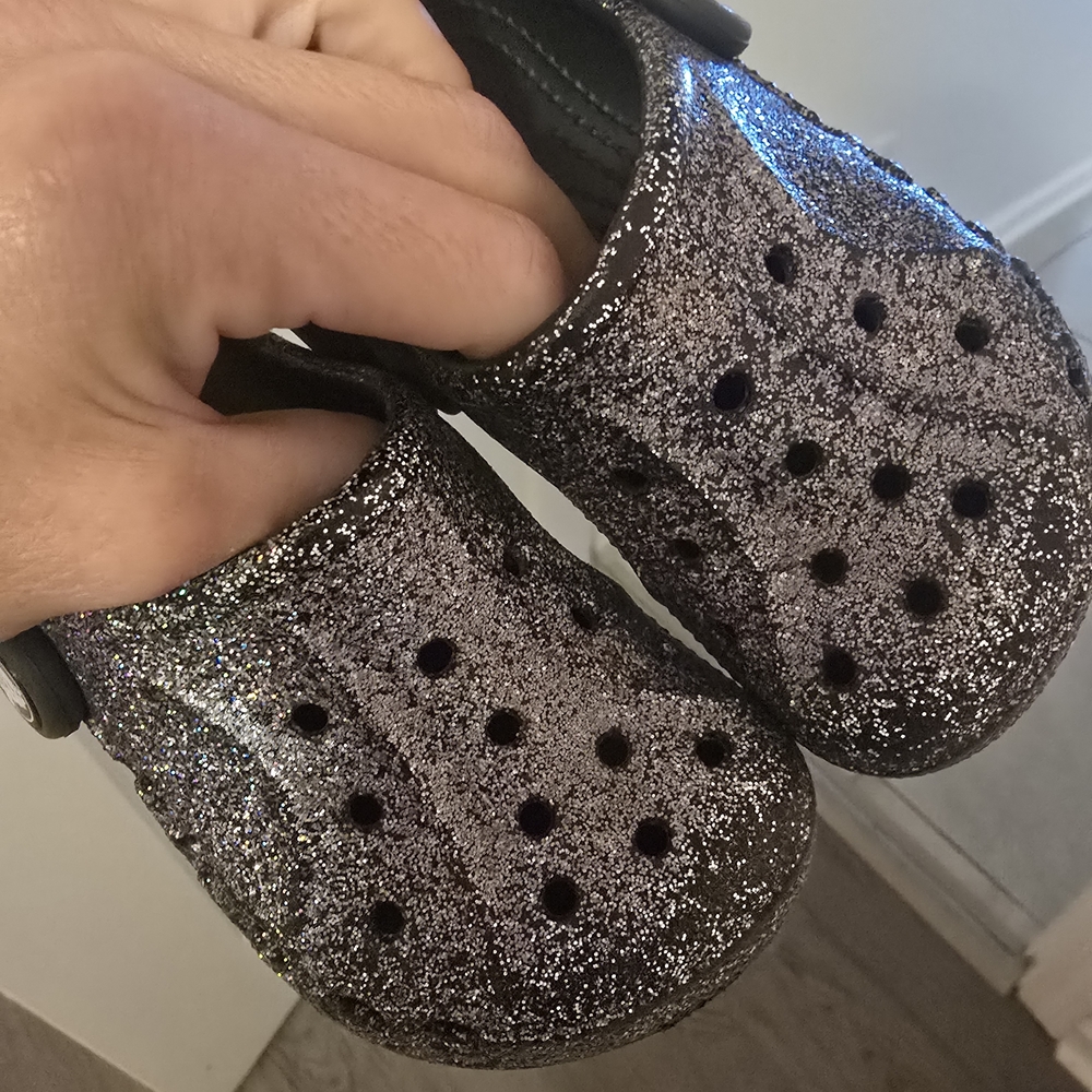 CROCS Black Glitter Size 8 Toddler